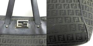 FENDI ズッキーノ トートバッグ セミショルダー イタリア製 ブラック系 AA ECS