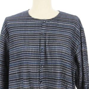 JURGEN LEHL シアー シャツ ブラウス 長袖  ボーダー コットン ネイビー M ECS