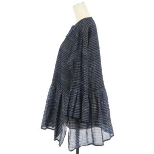 JURGEN LEHL シアー シャツ ブラウス 長袖  ボーダー コットン ネイビー M ECS