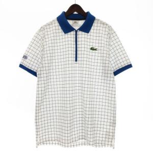 ポロシャツ 半袖 チェック 4 ホワイト ブルー 240123E GY22