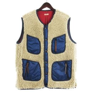 ボンディングフリース ビーチベスト ボア 前開き ブルー 4