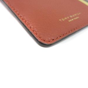 TORY BURCH PERRY カラーブロック トップジップ カードケース フラグメントケース レザー ブラウン系