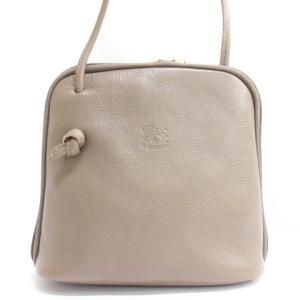 IL BISONTE レザー クロスボディバッグ ショルダーバッグ イタリア製 グレージュ