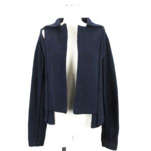 ウール ニット ジャケット ボタンレス 2 ネイビー 231219E