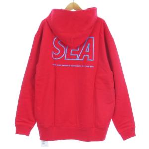 WIND AND SEA タグ付き バックロゴ スウェット パーカー プルオーバー 裏毛 WDS-CS-26 コットン レッド XL