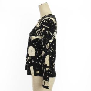 LEONARD SPORT Tシャツ カットソー 長袖 花柄 プリント ブラック 40 ECS