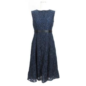 レース ワンピース ノースリーブ 36 ネイビー 240112E