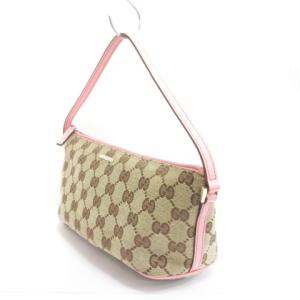GUCCI GGキャンバス ハンドバッグ ポーチ 2123 イタリア製 ベージュ ピンク