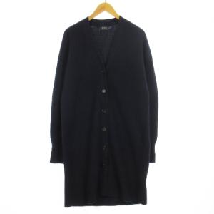 ニット カーディガン ロング ウール カシミヤ混 ネイビー M