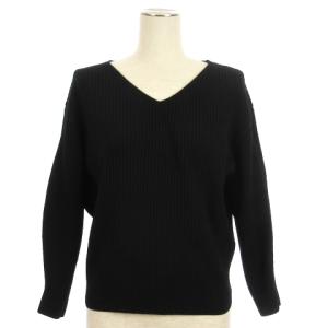 リブニット セーター ウール ブラック S