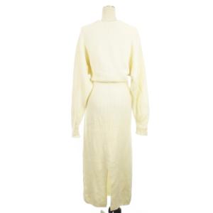 STUNNING LURE リブニット ワンピース ロング サイドスリット ウール混 アルパカ混 ホワイト M