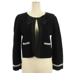 ニット カーディガン リボン ビーズ AK-018108 ブラック 40