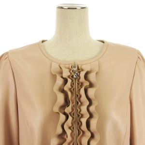 M'S GRACY フェイクレザー フリル ジャケット ジップアップ TD-014517 ピンク 42