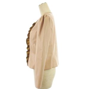 M'S GRACY フェイクレザー フリル ジャケット ジップアップ TD-014517 ピンク 42