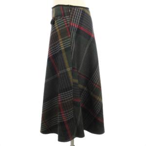 M'S GRACY チェック フレア スカート ひざ丈 FJ-917529 グリーン系 40