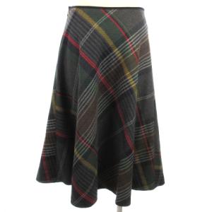 M'S GRACY チェック フレア スカート ひざ丈 FJ-917529 グリーン系 40