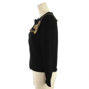 M'S GRACY セーラーカラー リボン刺繍 ニット カーディガン 218611 ブラック 40