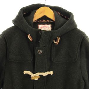 Brooks Brothers ダッフルコート ロング フーディ ジップアップ トグルボタン ニット ウール カーキ S