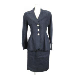 NIGHT フリルレース セットアップ スーツ ジャケット スカート 6 ネイビー GY31