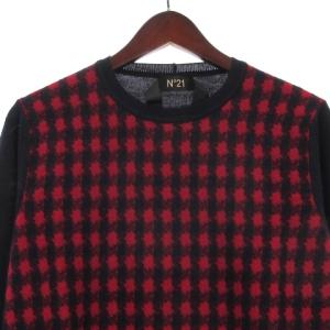 N°21 ニット セーター チェック ウール イタリア製 ネイビー 46