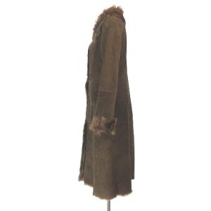 SYBILLA レザーコート ラム 羊革 スエード リアルファー 毛皮 ロング 茶 ブラウン M GY18