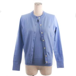 タグ付き アンサンブルニット カーディガン セーター 半袖 ブルー コットン S ECS