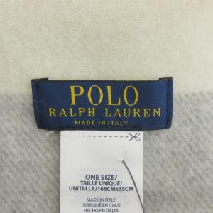 POLO RALPH LAUREN タグ付き リサイクルウール マフラー マフラー ボーダー イタリア製 ホワイト ECS