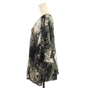 JURGEN LEHL ニット カットソー 五分袖 モザイク柄 コットン ブラック M ECS