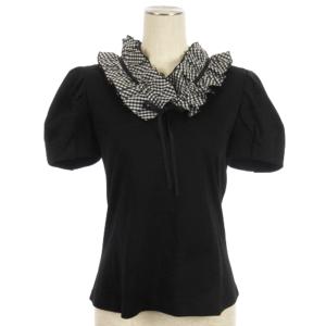 23SS フリル カットソー Tシャツ 半袖 ギンガムチェック 315335 ブラック 40