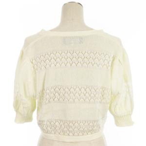 M'S GRACY かぎ編み カーディガン ボレロ クロップド丈 五分袖 コットン 018351 ホワイト 40