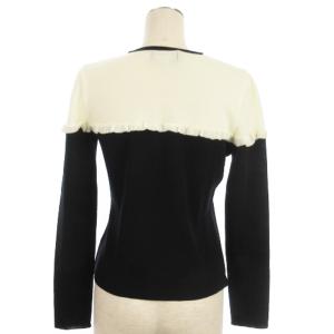 M'S GRACY ワンポイント ニット セーター 長袖 ビジュー装飾 318703 バイカラー ブラック ホワイト 40