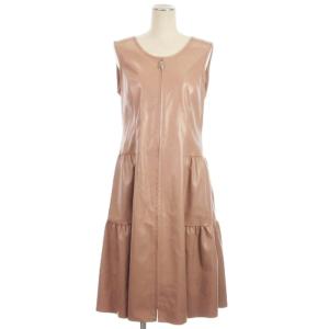 22AW フェイクレザー ジャンパー ワンピース ひざ丈 ティアード 211508 ピンク 40