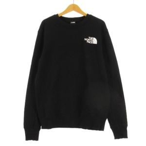 ロゴ刺繍 クルーネックスウェットトレーナー プルオーバー 裏起毛 A47GQ ブラック S