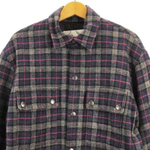 Papas 中綿シャツ ジャケット チェック ネイビー M