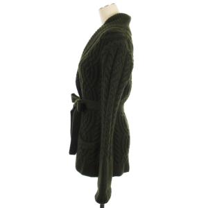RALPH LAUREN ケーブルニット カーディガン ショールカラー カシミヤ ウールミックス グリーン M
