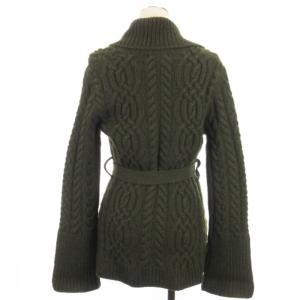 RALPH LAUREN ケーブルニット カーディガン ショールカラー カシミヤ ウールミックス グリーン M