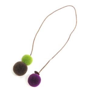 ポンポン バックチャーム ブラウン パープル グリーン 