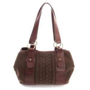 Chloe ショルダーバッグ ニット ロゴ 茶 ブラウン