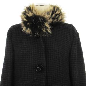 FENDI リアルファー ニット コート ブラック 44