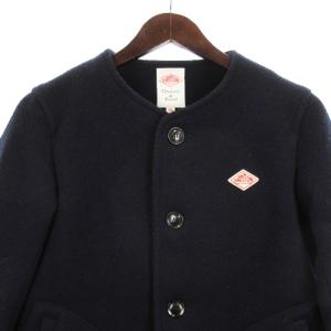 DANTON ウールモッサ ノーカラージャケット JD-8903 ネイビー 34