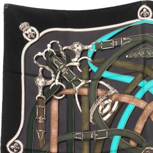 HERMES CAVALCADOUR カレ90 スカーフ シルク ブラック