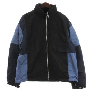 カラーブロック ジップ ナイロン ジャケット リバーシブル フーディ ブラック 54
