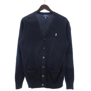 ニット カーディガン コットン ネイビー XL