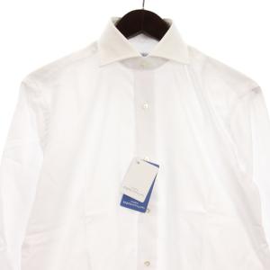 malo optimum タグ付き カッタウェイ シャツ 長袖 ロゴ刺繍 ホワイト 38