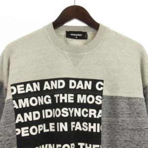 DSQUARED2 21AW 前Vガゼット ランゲージロゴプリント トレーナー グレー S74GU0516 S25477 グレー M