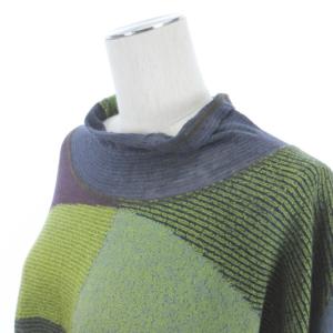 JURGEN LEHL リネン ニット カットソー チュニック 長袖 ハイネック グリーン系 M ECS