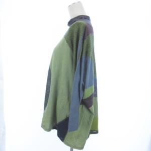 JURGEN LEHL リネン ニット カットソー チュニック 長袖 ハイネック グリーン系 M ECS