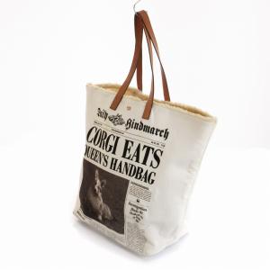 ANYA HINDMARCH news paper トートバッグ プリント リボン装飾 アイボリー