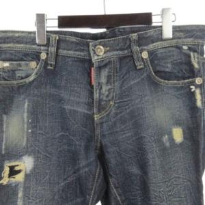 DSQUARED2 ダメージジーンズ デニム パンツ ブーツカット ボタンフライ イタリア製 インディゴ 48