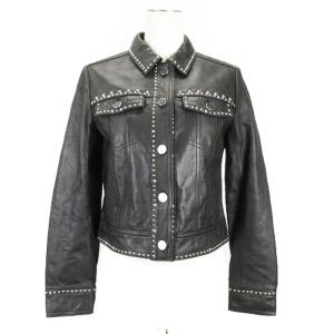 ラムレザー ジャケット スタッズ 36 ブラック 240620E